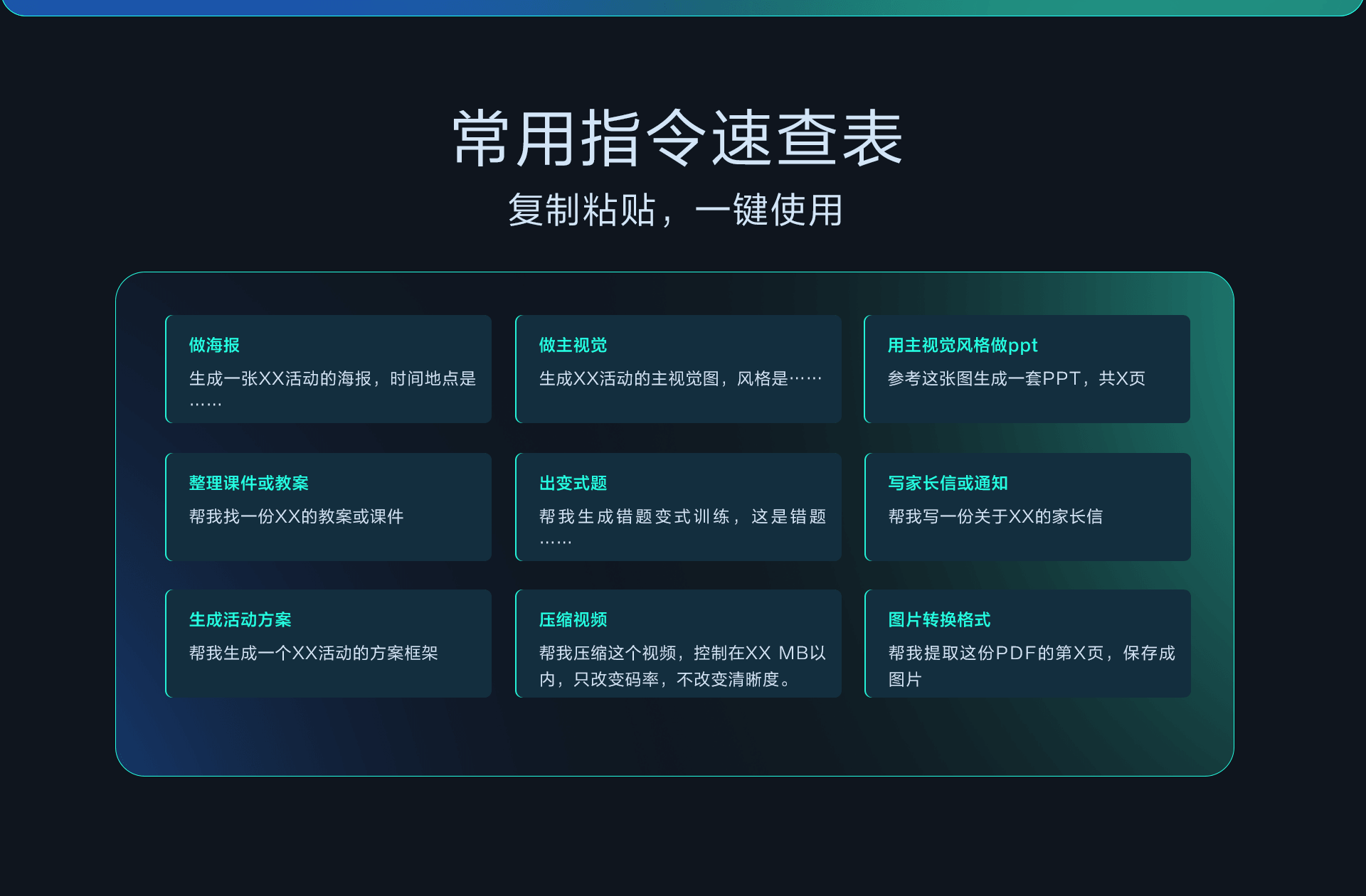 常用指令速查表