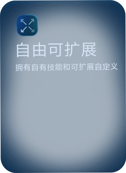 自由可扩展，拥有自有技能和可扩展自定义